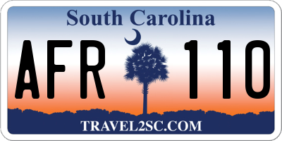 SC license plate AFR110