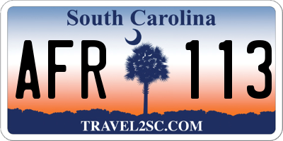 SC license plate AFR113