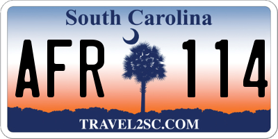 SC license plate AFR114