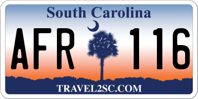 SC license plate AFR116
