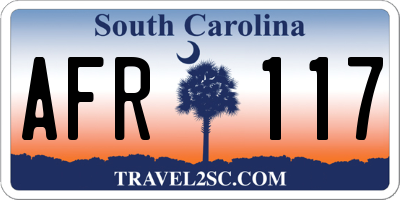 SC license plate AFR117