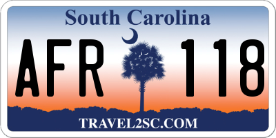 SC license plate AFR118