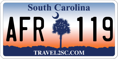 SC license plate AFR119