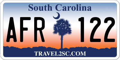 SC license plate AFR122