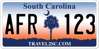 SC license plate AFR123