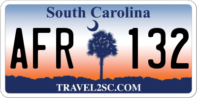SC license plate AFR132