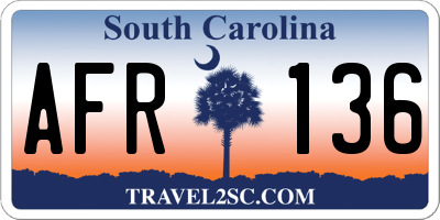 SC license plate AFR136