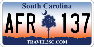SC license plate AFR137