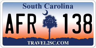 SC license plate AFR138