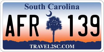SC license plate AFR139