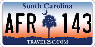 SC license plate AFR143