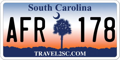 SC license plate AFR178
