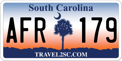 SC license plate AFR179