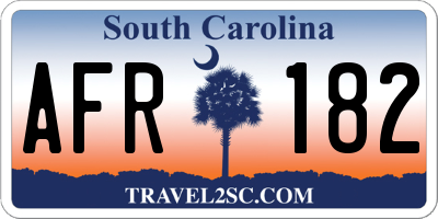 SC license plate AFR182