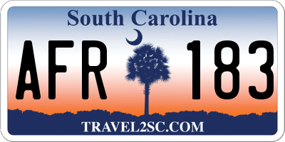 SC license plate AFR183