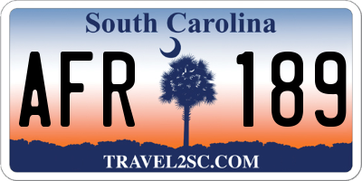 SC license plate AFR189