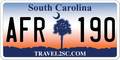 SC license plate AFR190