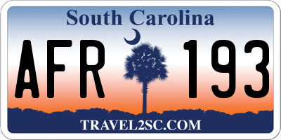 SC license plate AFR193