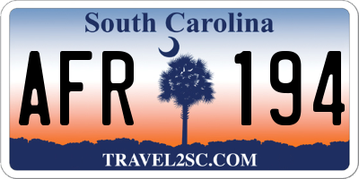 SC license plate AFR194