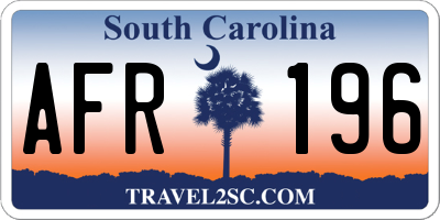SC license plate AFR196
