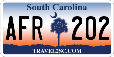 SC license plate AFR202