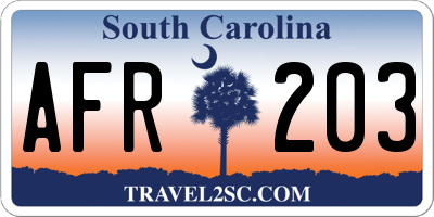 SC license plate AFR203