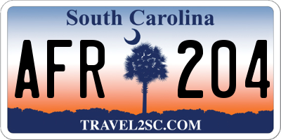 SC license plate AFR204