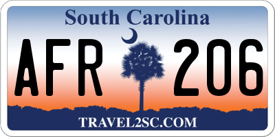 SC license plate AFR206