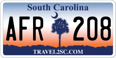 SC license plate AFR208