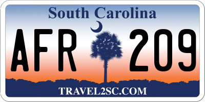SC license plate AFR209