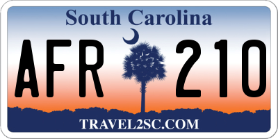 SC license plate AFR210