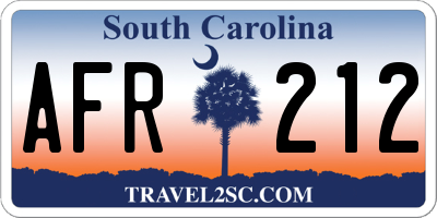 SC license plate AFR212