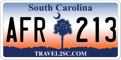 SC license plate AFR213