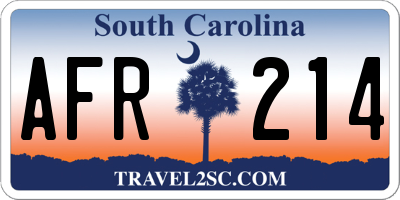 SC license plate AFR214