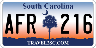 SC license plate AFR216