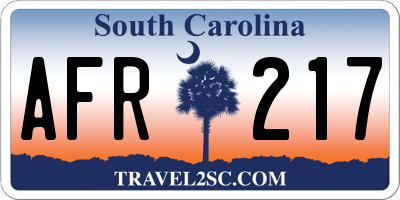 SC license plate AFR217