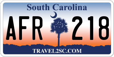SC license plate AFR218