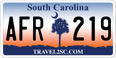 SC license plate AFR219