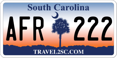 SC license plate AFR222