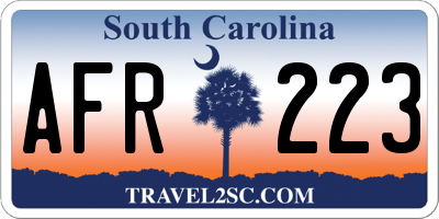 SC license plate AFR223