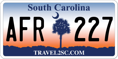 SC license plate AFR227