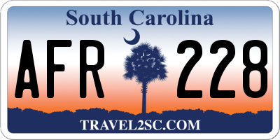 SC license plate AFR228