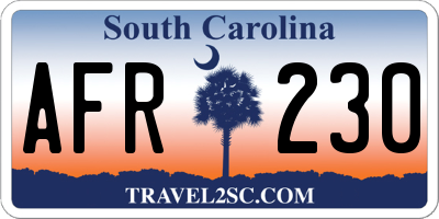 SC license plate AFR230