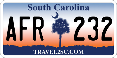 SC license plate AFR232