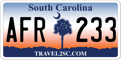 SC license plate AFR233