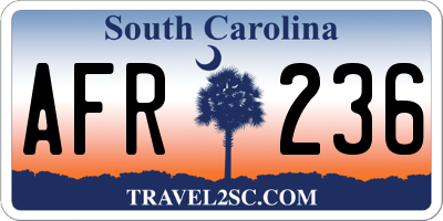 SC license plate AFR236