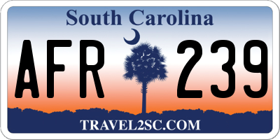 SC license plate AFR239