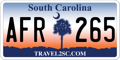 SC license plate AFR265