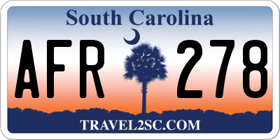 SC license plate AFR278