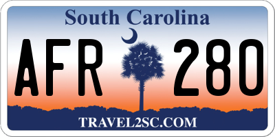 SC license plate AFR280